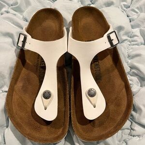 Birkenstock Women's White and Brown Sandals